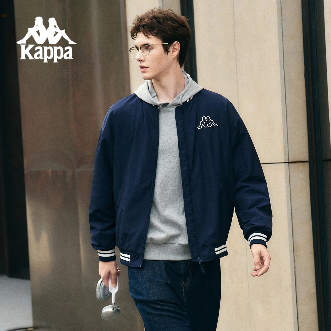 Kappa/卡帕夹克衫宝蓝高尔夫夹克薄款休闲收口袖男运动春季外套