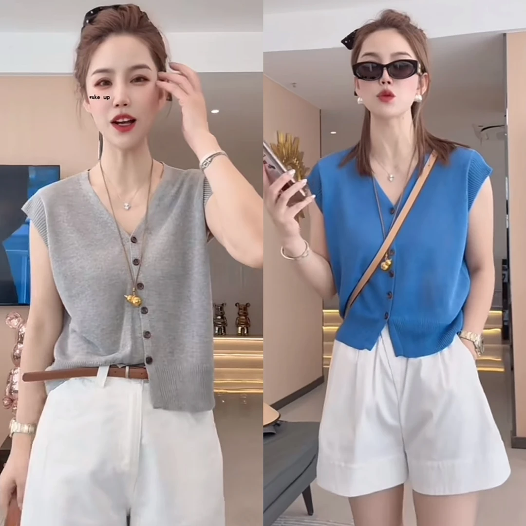 2025夏季洋气超好看时尚飞袖针织衫女装夏季新款气质极简风小衫