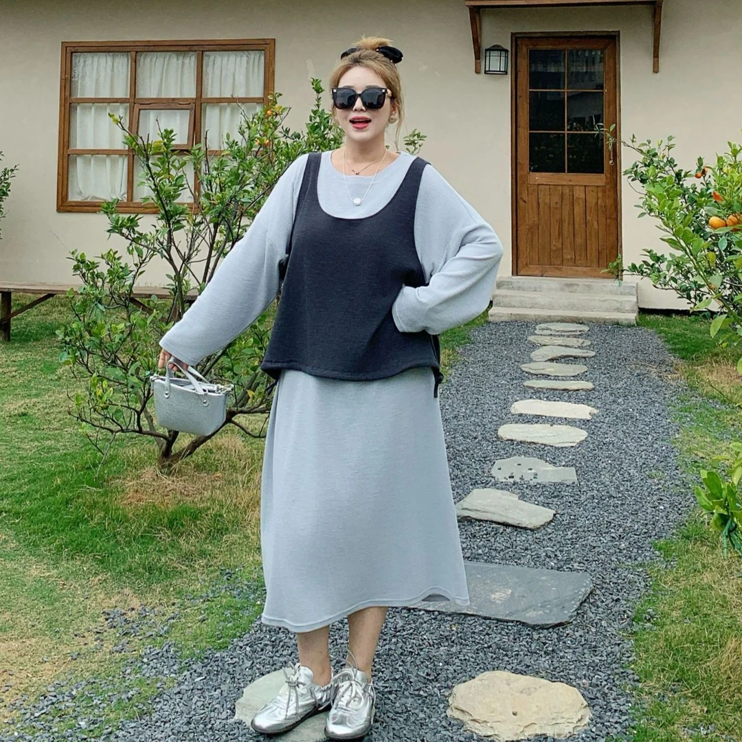 媛子大码洋气时髦时尚套装减龄宽松气质针织新款爆款高级感