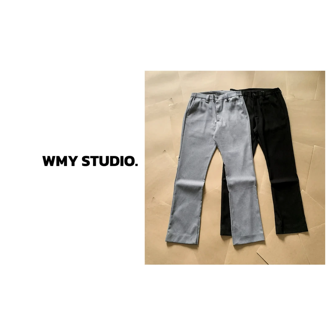 【WMY】美式春夏cleanfit下摆开叉垂感宽松阔腿休闲百搭西裤