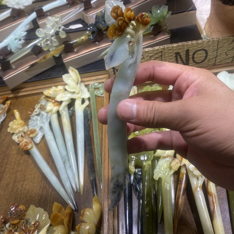 岫玉发簪、头饰、汉服发饰、简约玉簪、日常百搭、古风玉簪、精致发簪