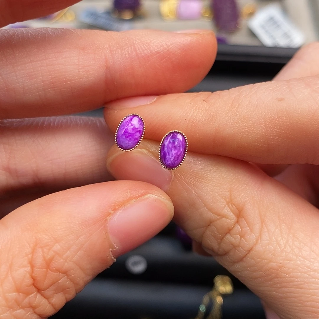 苏纪石（舒俱来）18K金镶嵌耳饰