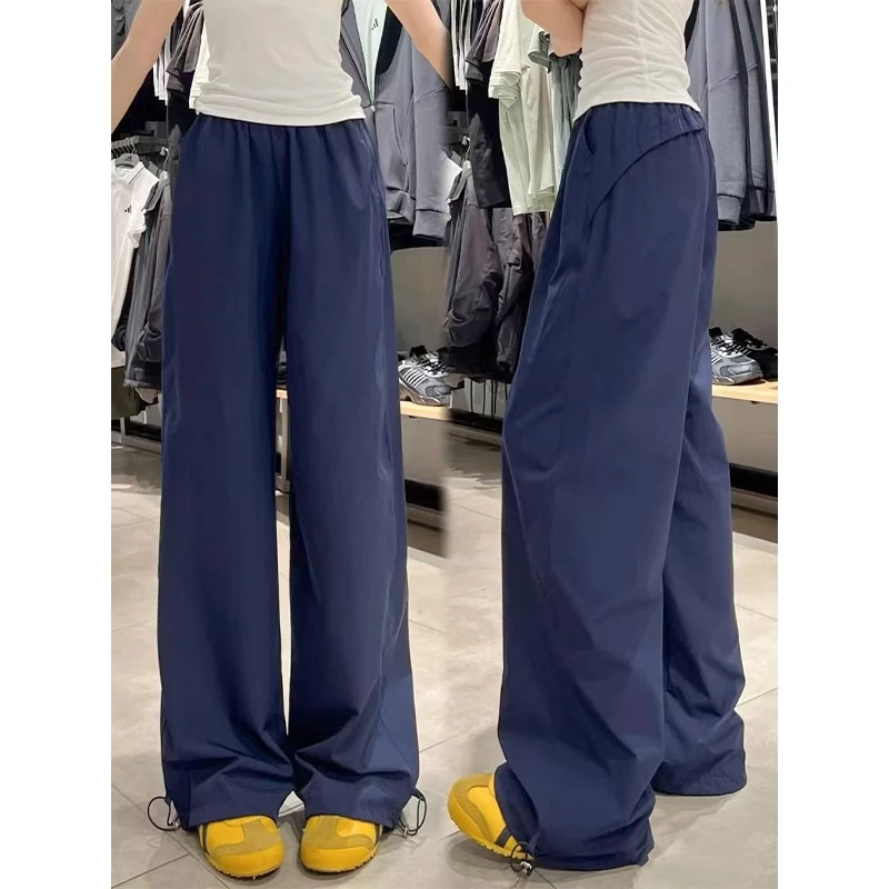 【早拍早发+运险】夏季新款锦纶美式酷飒休闲风高腰显瘦阔腿工装裤