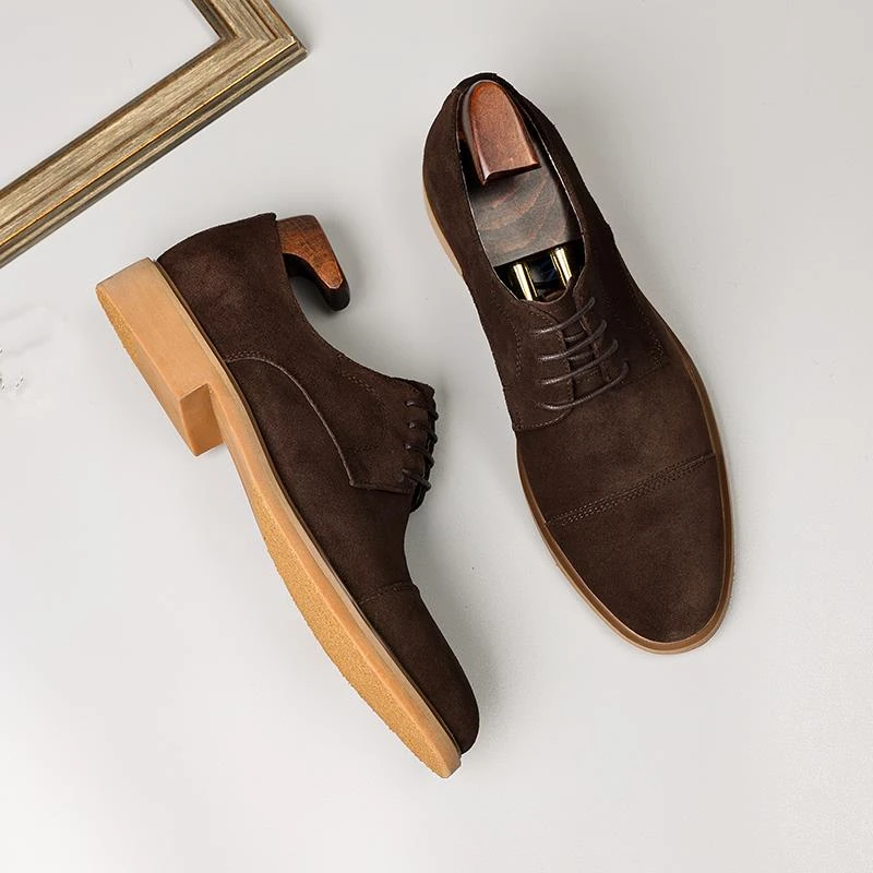 纪诗哲皮鞋男秋冬新款商务正装英伦休闲磨砂高端系带透气复古男鞋
