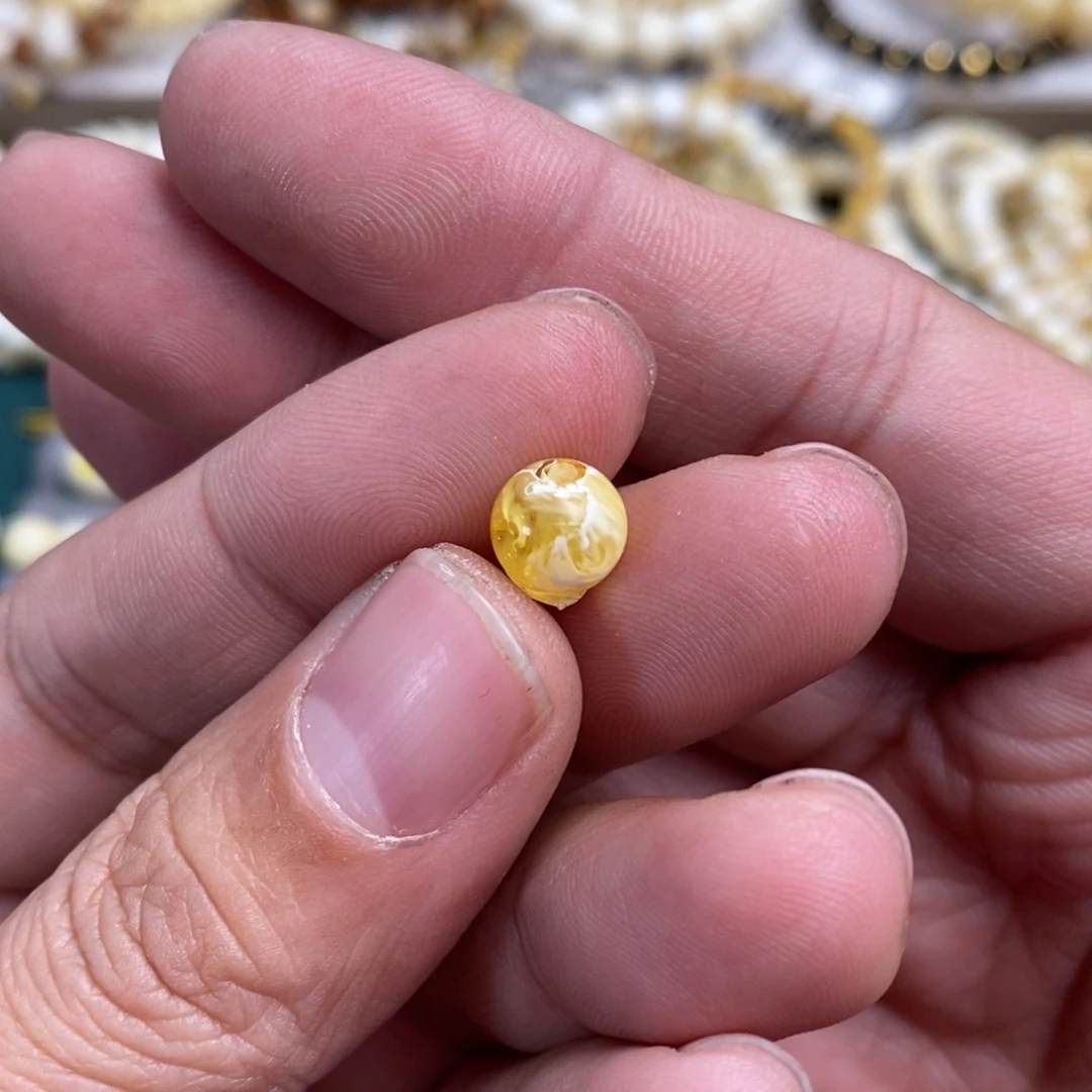 琥珀裸石未镶嵌电****)圆珠8.5mm