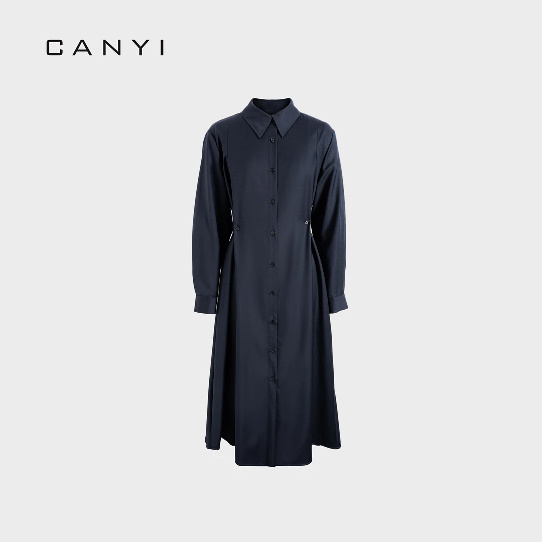 【CY璨衣】100%羊毛 时尚优雅风 翻领长袖连衣裙风衣05-25062901