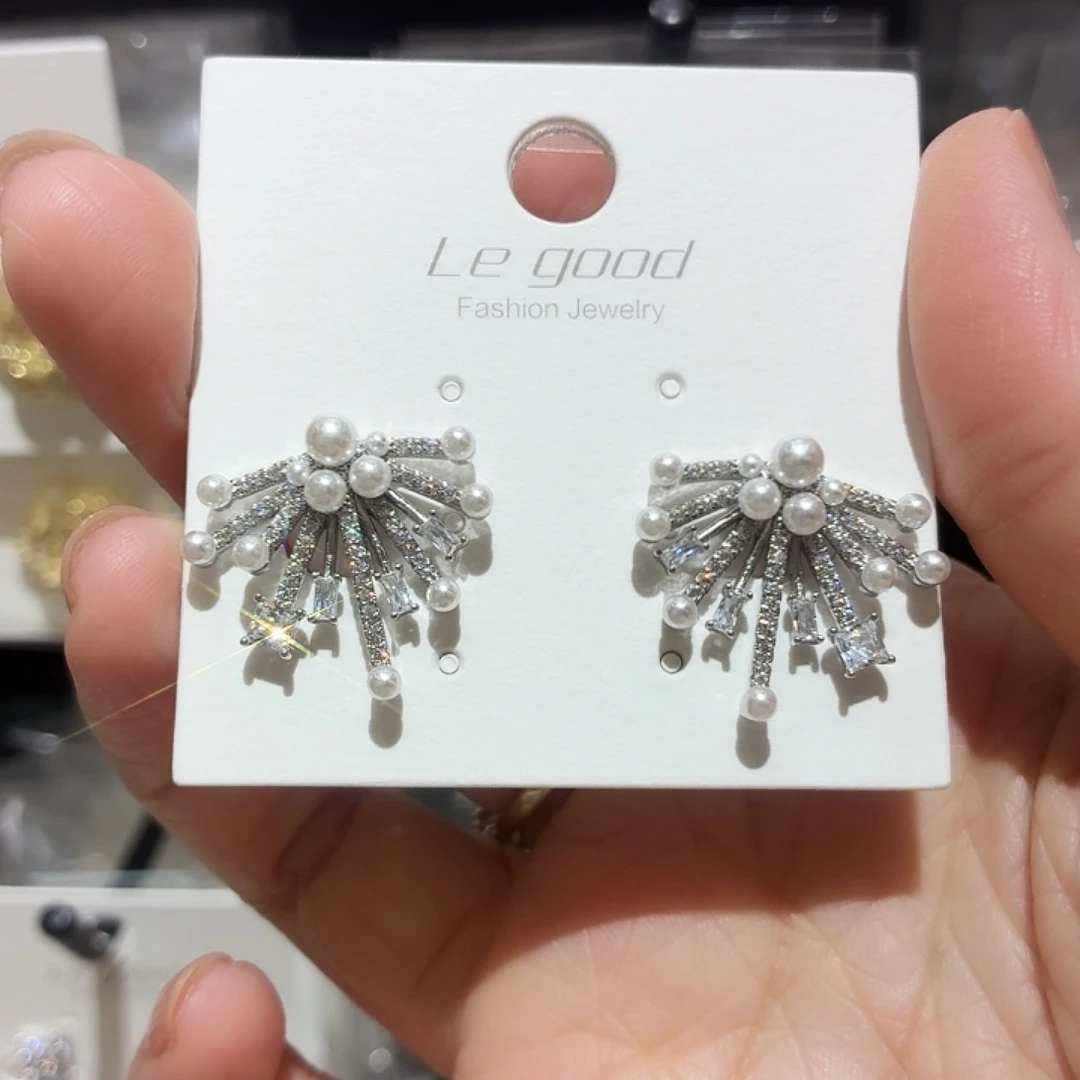 合成碳硅石纯铜花耳夹