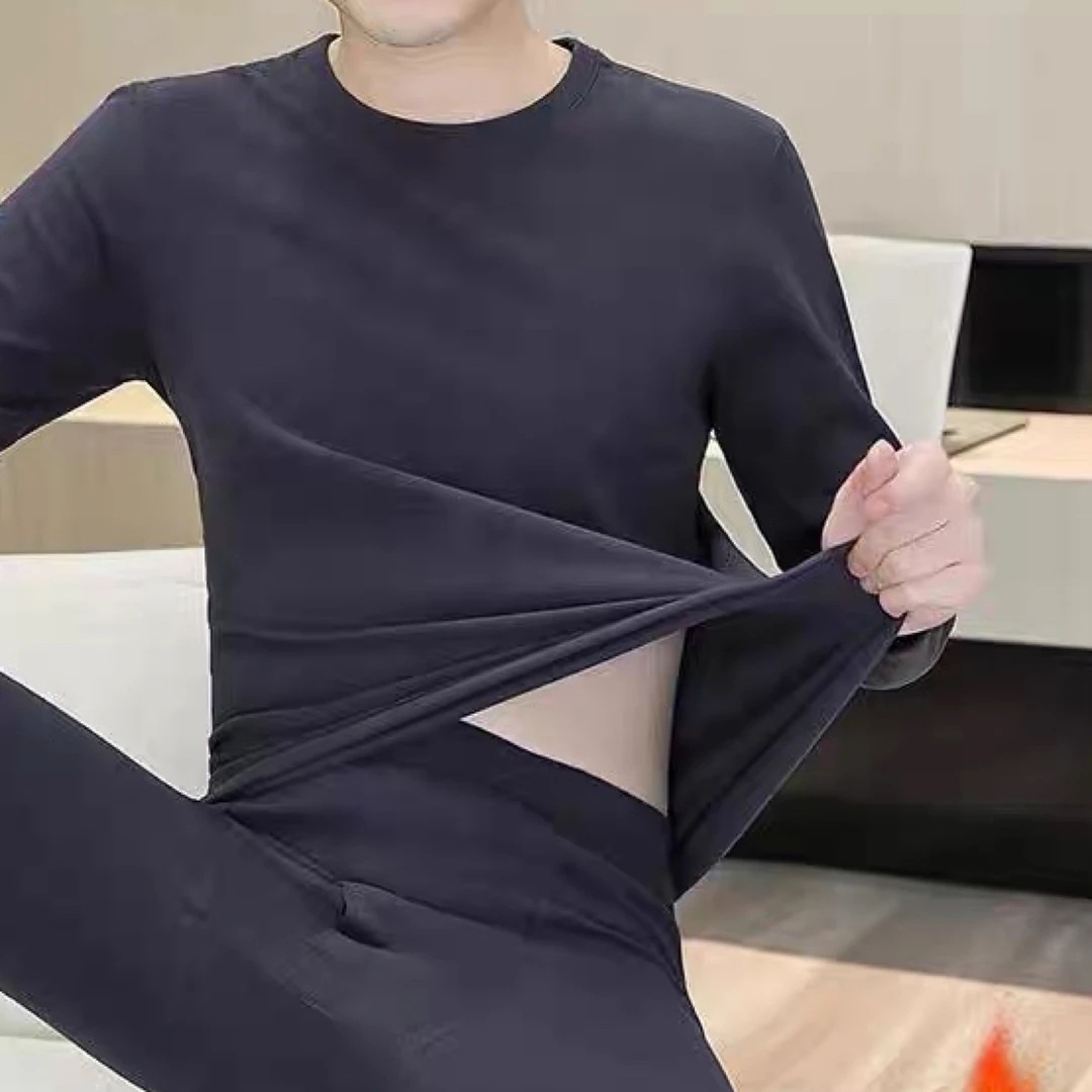 8899加绒加厚男款保暖衬衣衬裤套装