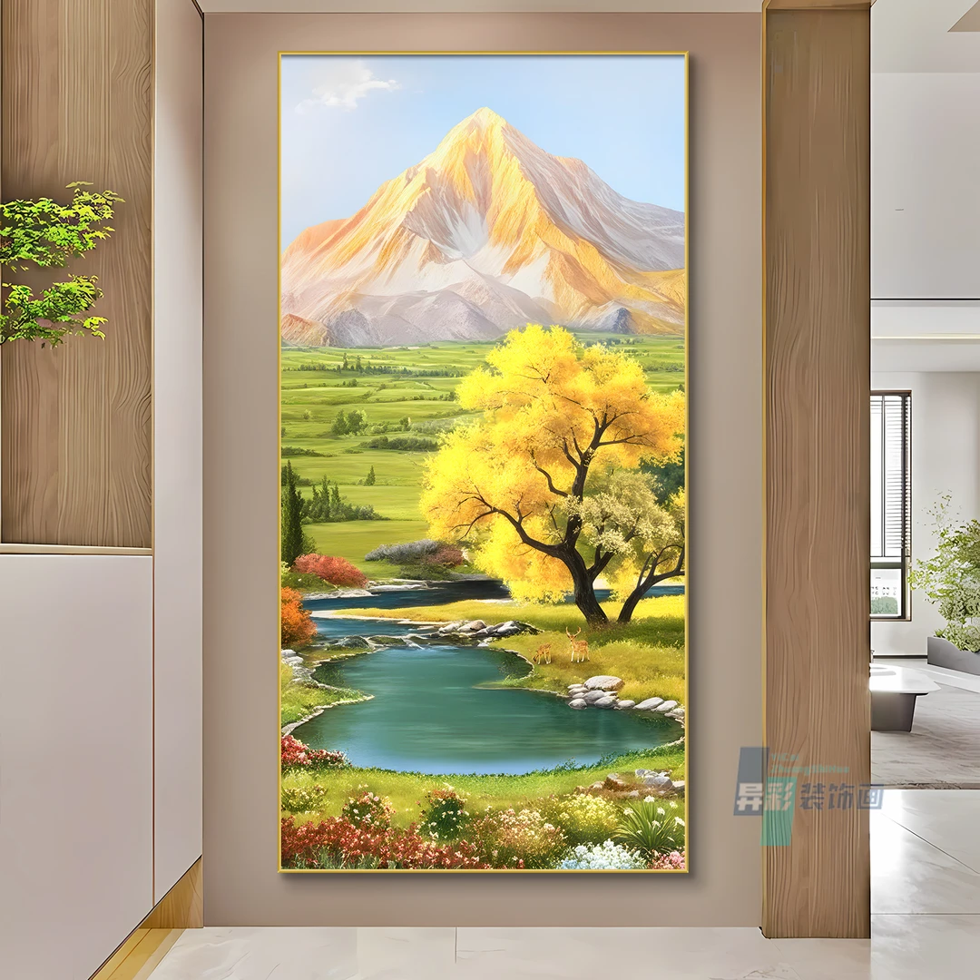 金山聚宝盆玄关装饰画现代轻奢入户走廊过道墙壁画高档大气好寓意