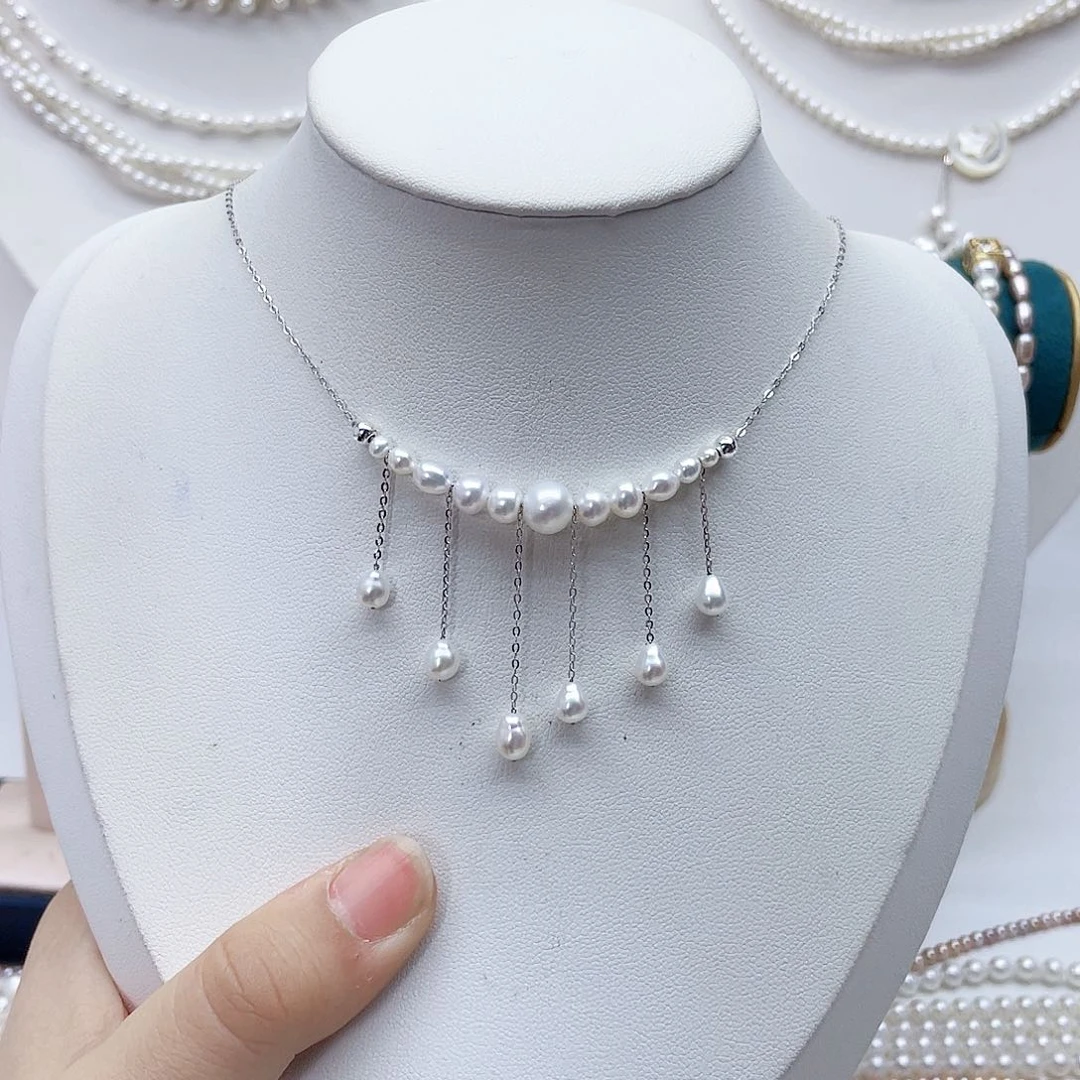 颈饰银S925镶嵌淡水珍珠