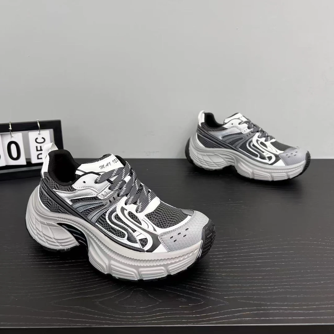 欧货2025夏季新款个性男款老爹鞋低帮增高网面透气舒适百搭休闲鞋