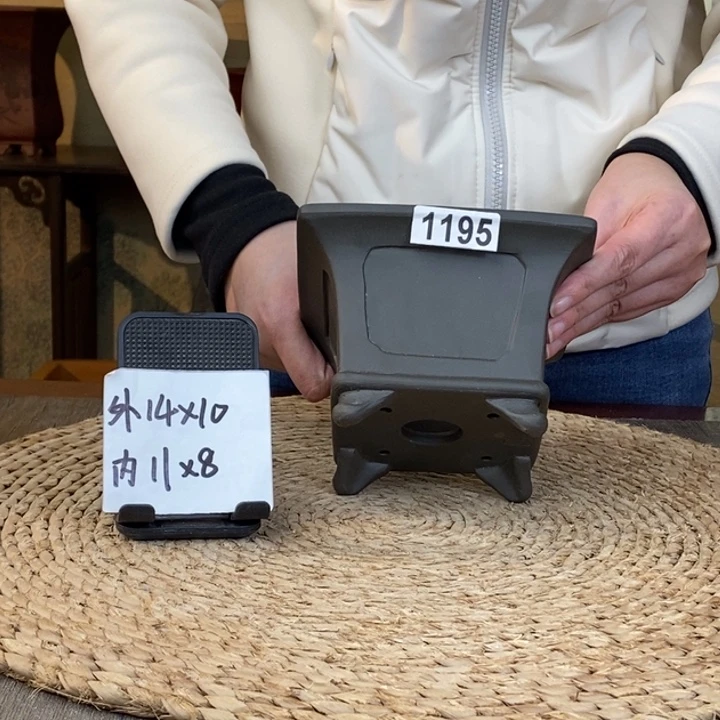 紫砂花盆 放漏墨绿内奎小四方1195