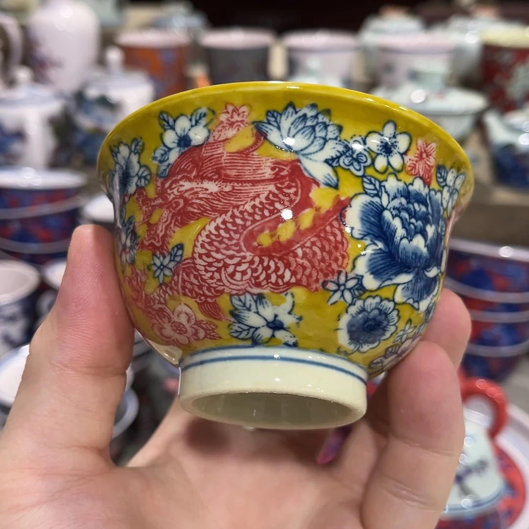 摆件//////景德镇陶瓷杯子。黄。