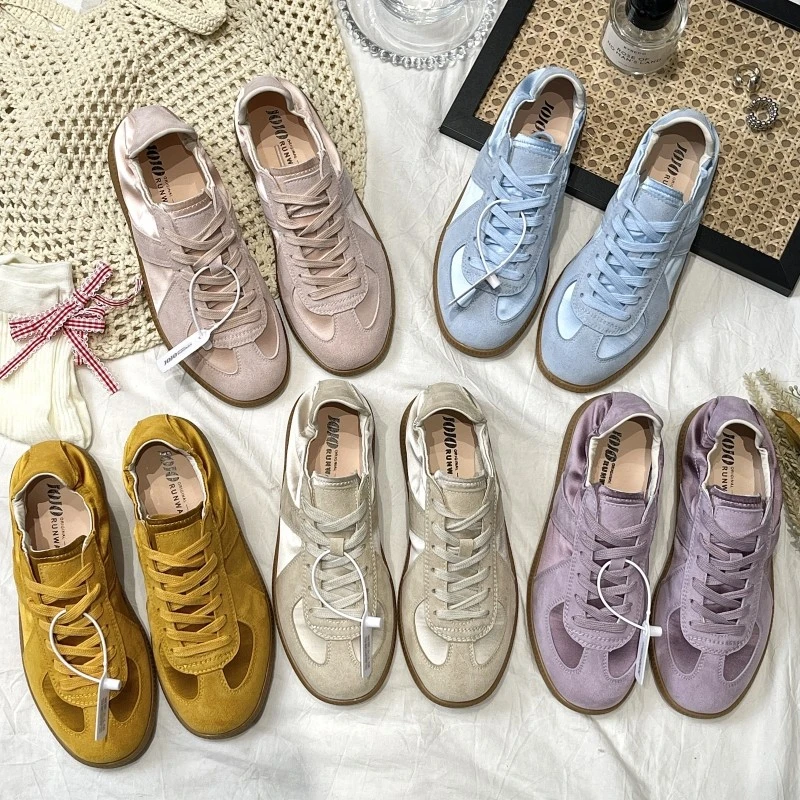 品质潮复古德训鞋女2025夏季新款系带软底板鞋舒适休闲阿甘运动鞋