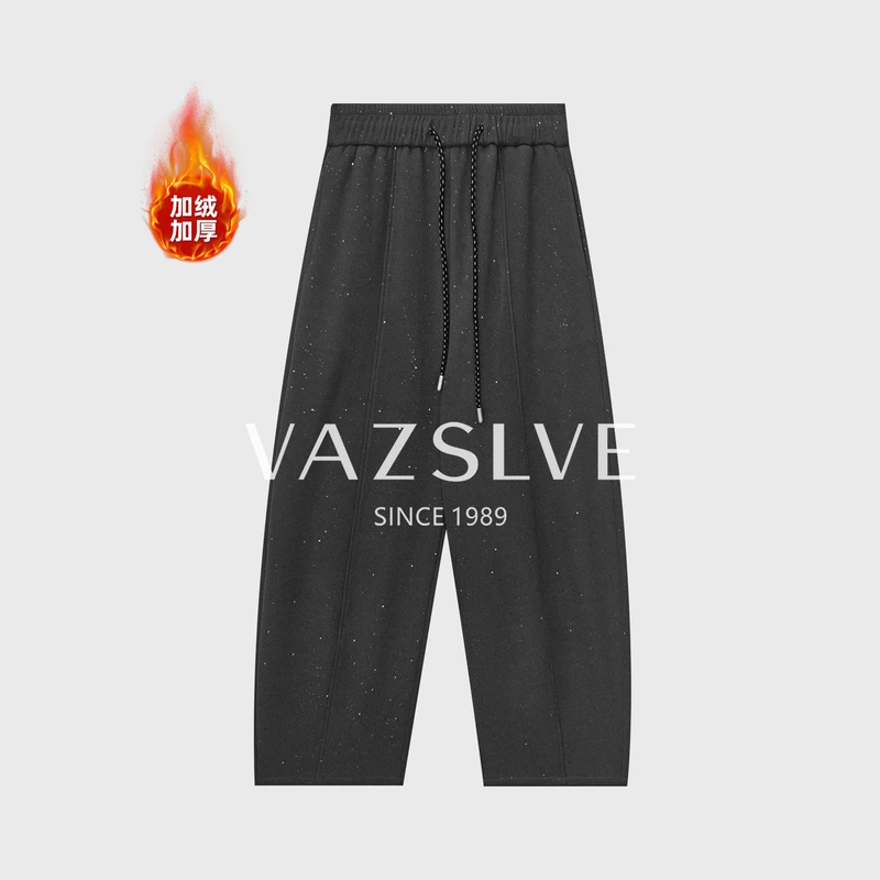 【广州微姐】秋冬烫钻满天星加绒加厚阔腿裤KZ25213