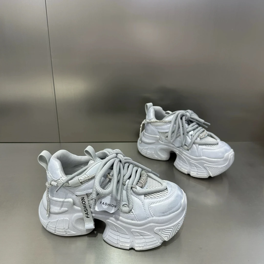 欧洲站超轻厚底老爹鞋女2025春夏新款百搭增高透气休闲运动鞋