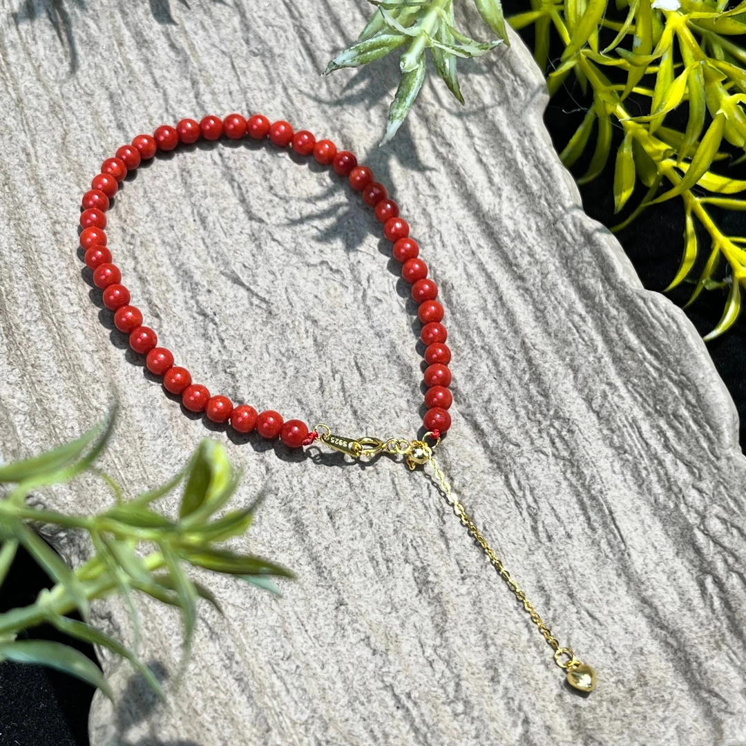 天然科西卡珊瑚s925手串约4.5mm-228002