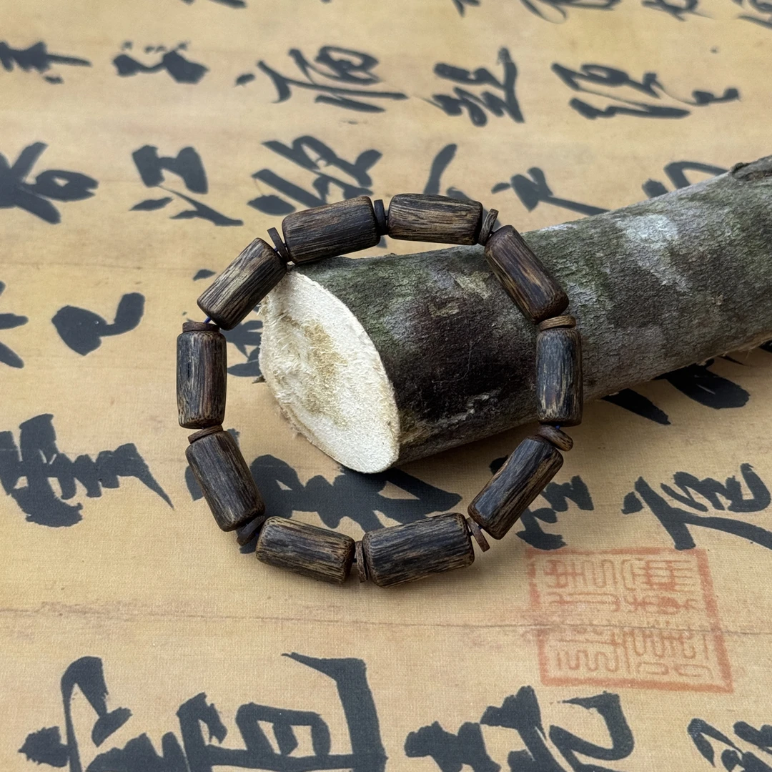 沉香『沉水浮』海南金沙叶树心珠单圈手串