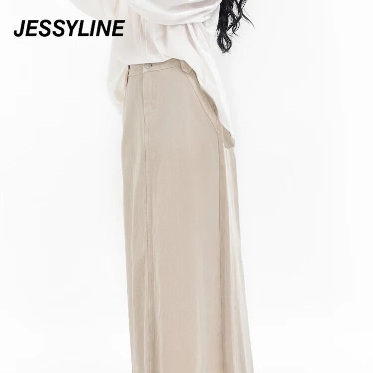 JESSYLINE2024春季专柜款 杰茜莱a字牛仔长款半身裙413212256