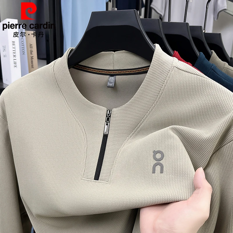 皮尔卡丹2025年春季新款男士拉链领卫衣长袖休闲时尚潮流男装上衣