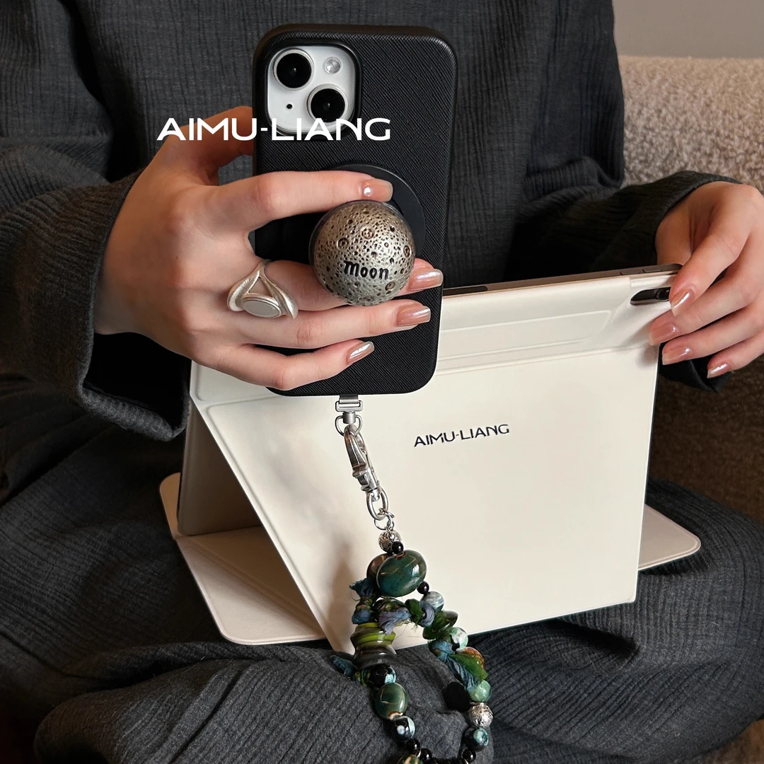 AIMU原创黑泡芙星球适用iPhone16promax手机壳磁吸支架苹果151413