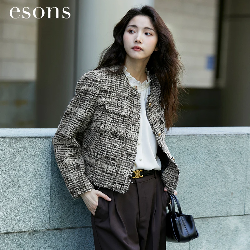 esons/爱城市【商场同款】法式轻奢质感纹理小香风短款外套35861840