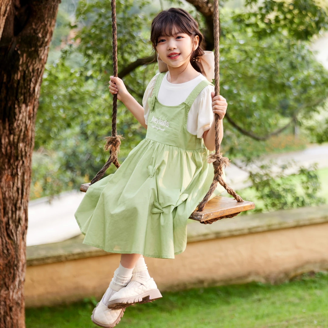 男生女生童装女小童两件套连衣裙NDLEJ23740A