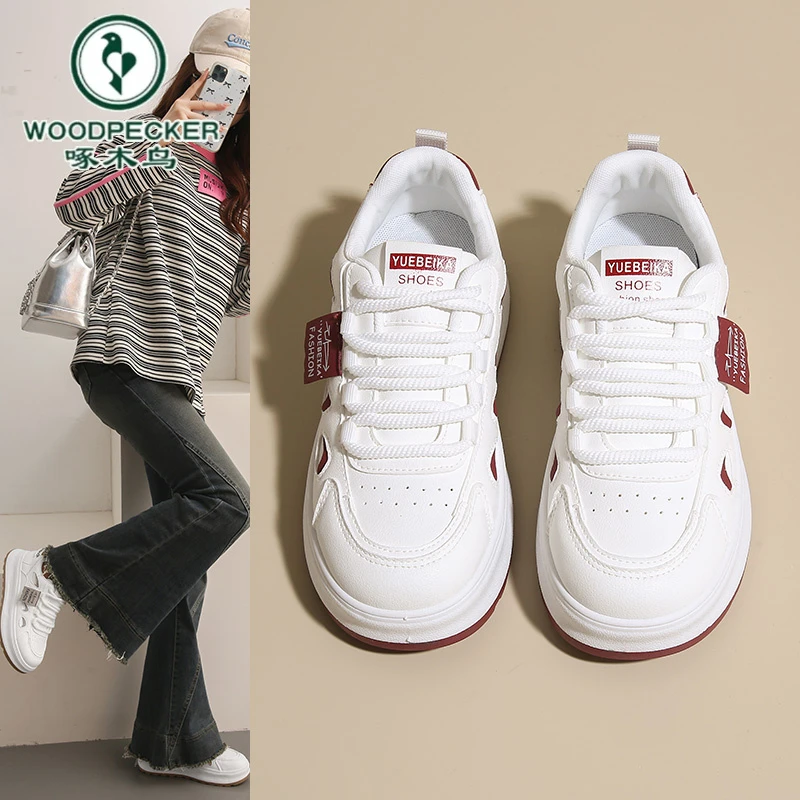【啄木鸟】正品女鞋2025冬季新款轻便软底小白鞋学生运动百搭休闲鞋