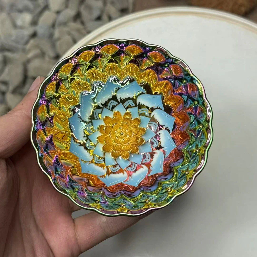 七彩梦幻蓝色妖姬金莲花杯