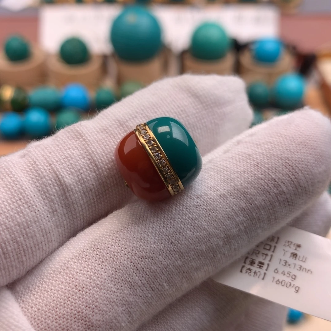 绿松石18K金镶嵌珠宝奇石