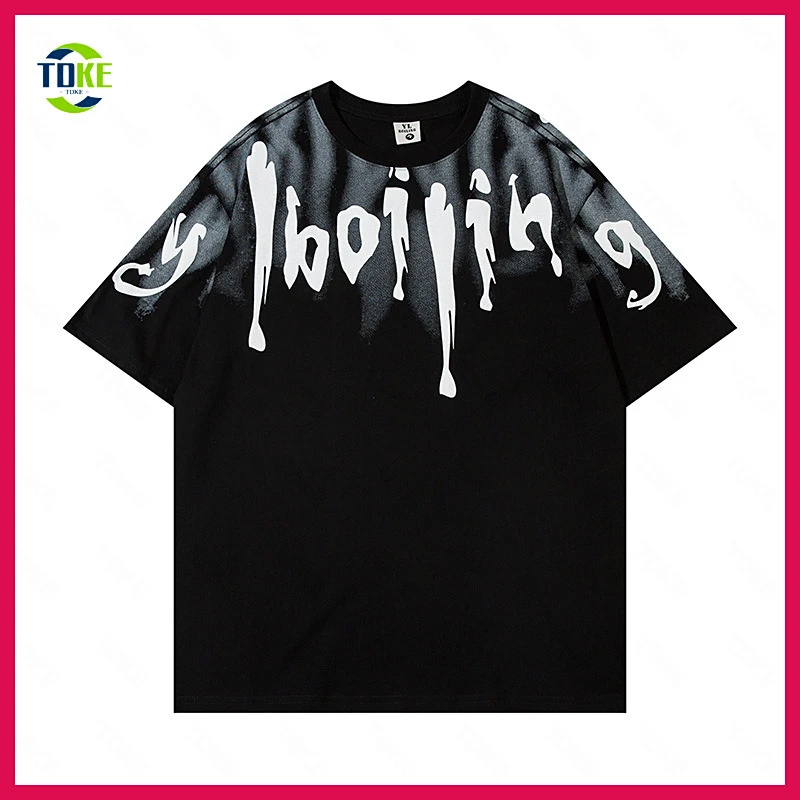 短袖上衣海鸥冰丝美式爆款欧美流行印花设计感oversizeT恤穿搭