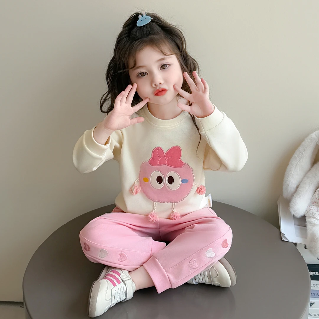女童套装春秋装2025新款洋气儿童秋装卫衣宝宝秋季卡通运动两件套