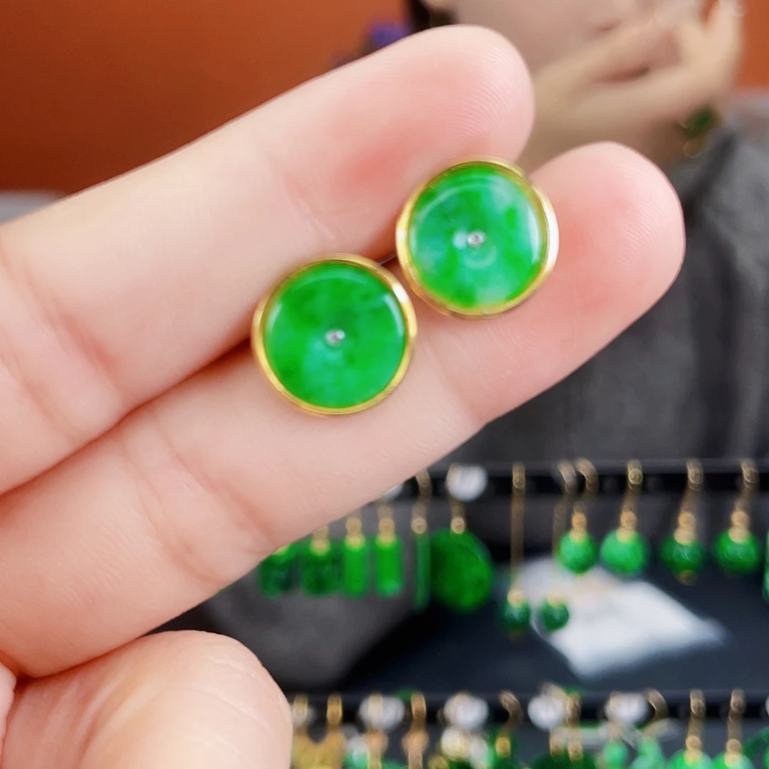 翡翠银S925镶嵌耳饰