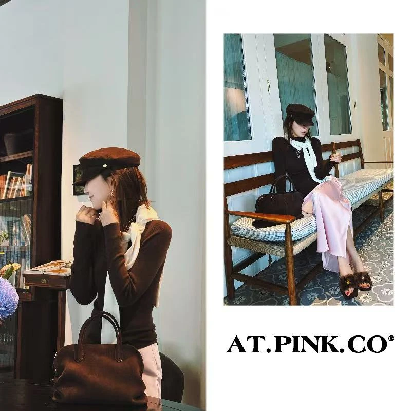 【三三品牌】山羊绒无缝一体乌木色针织套头衫 FY282