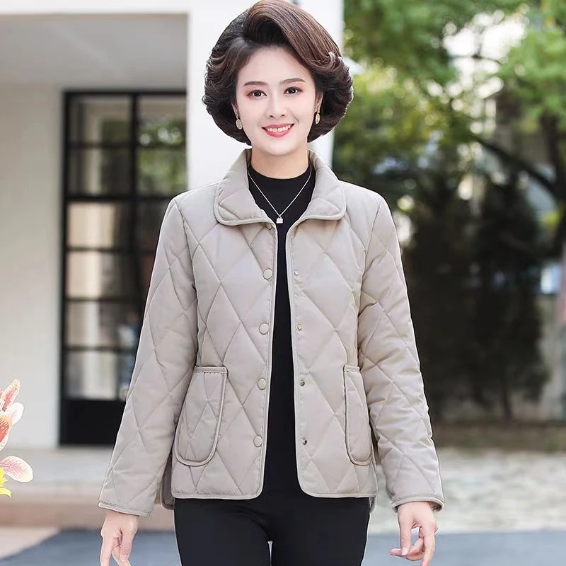 秋冬季新款女轻薄小棉袄短款纯色翻领薄款外套棉衣女百搭