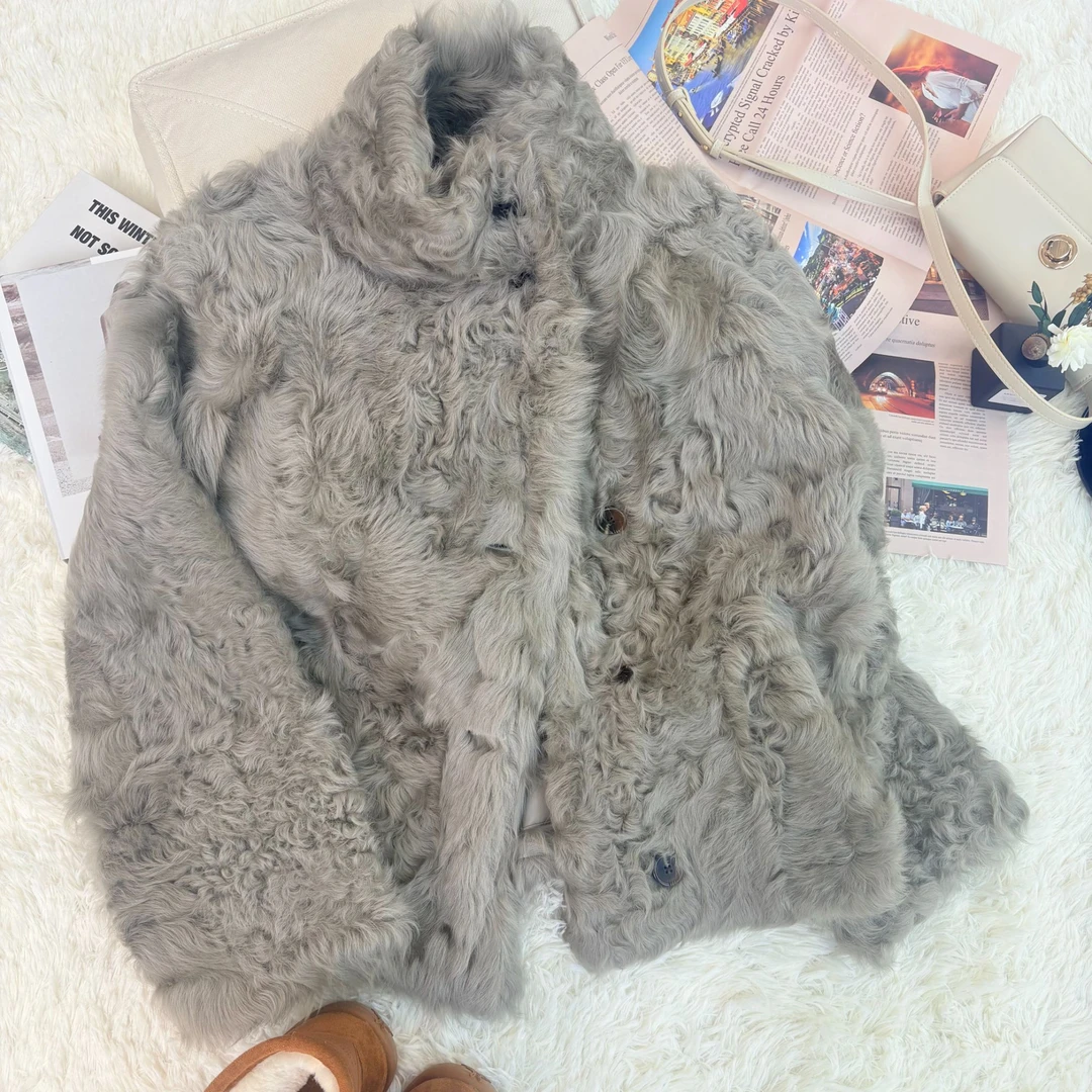 【冬日晚风】25新款轻柔湖羊皮毛一体外套9255772-1