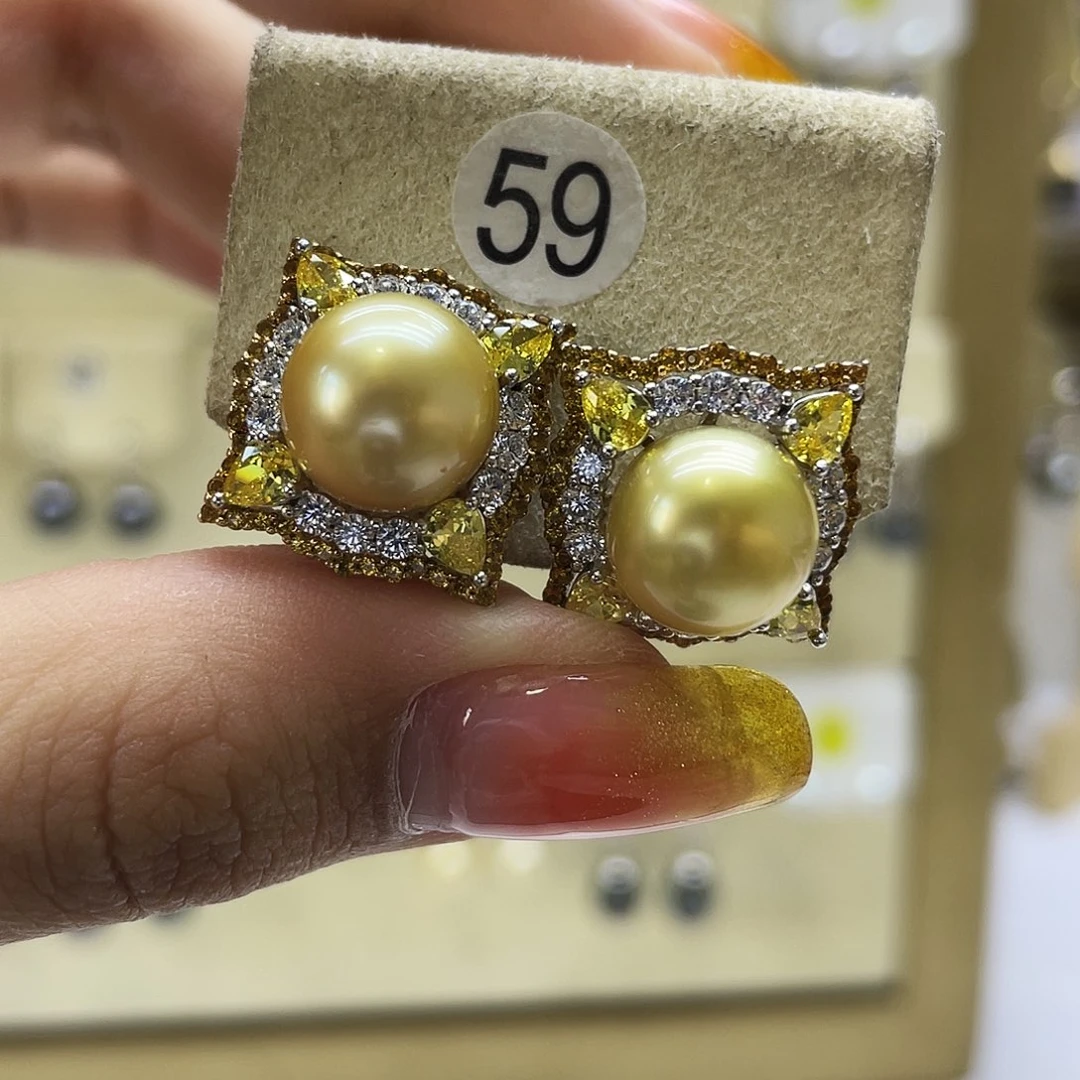 耳饰淡水珍珠银S925镶嵌