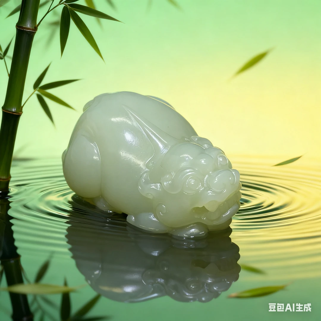 新疆且末老料青白精雕瑞兽貔貅吊坠30g