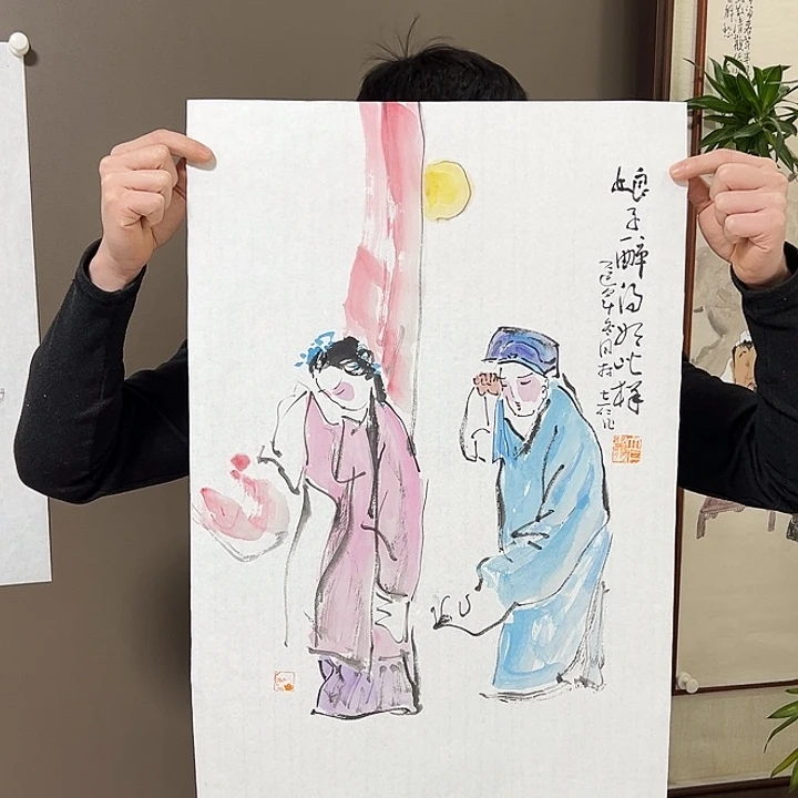 大***妈国画林立仁  手绘原创