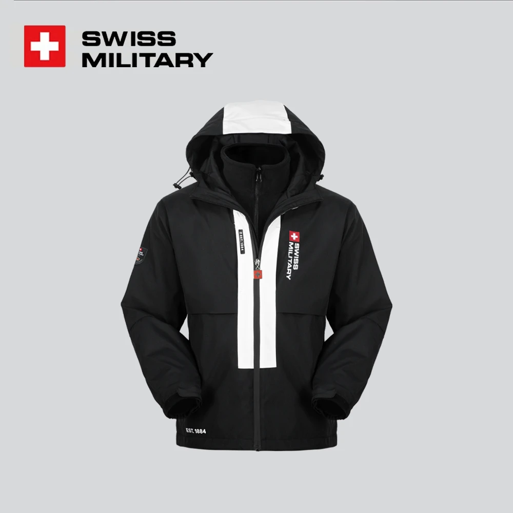 SWISS MILITARY瑞士军工秋冬新款防风保暖三合一冲锋衣SRSJG005