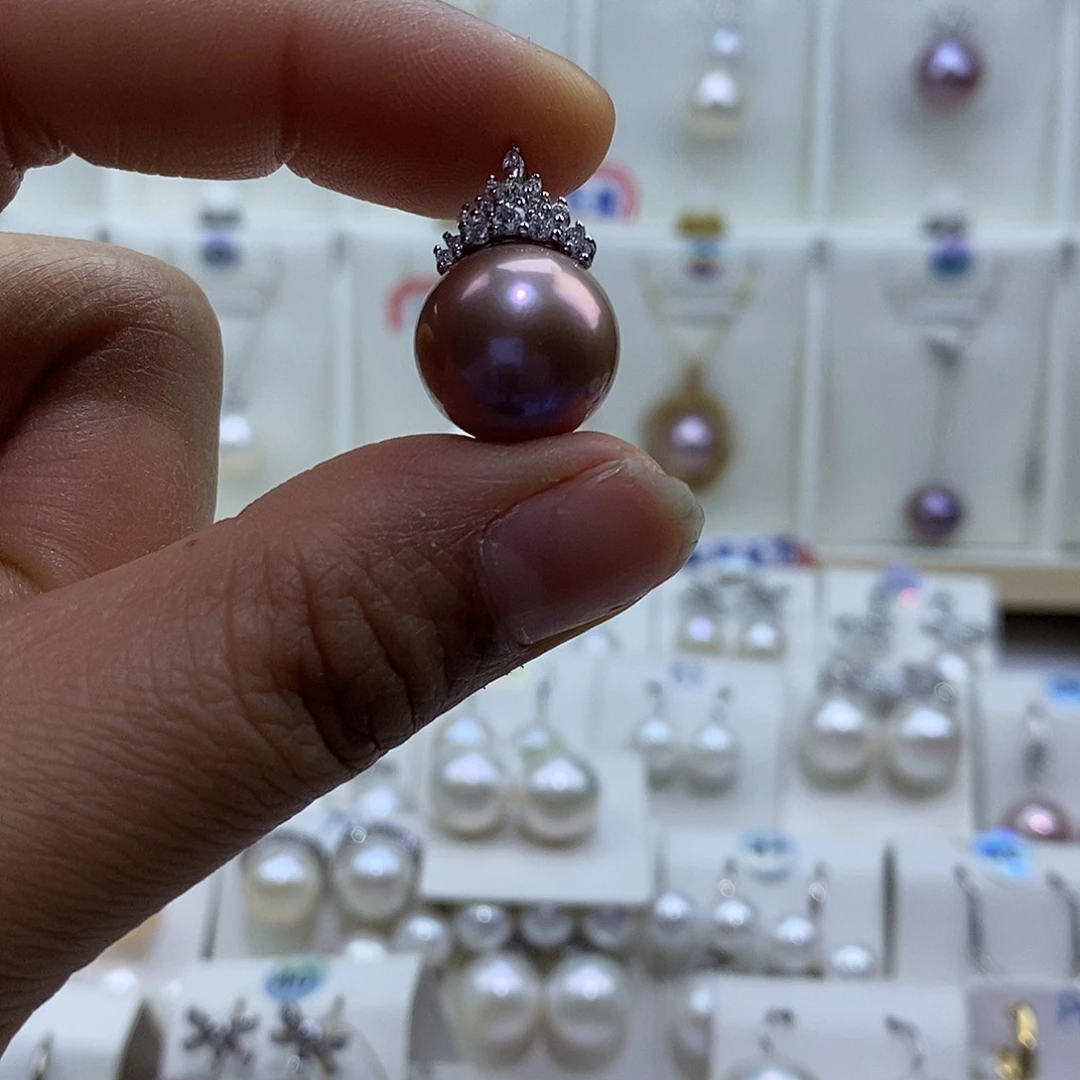 淡水珍珠吊坠(赠链)银S925镶嵌