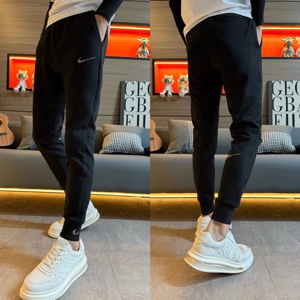 新款刺绣纯色百搭束脚时尚百搭弹力休闲裤A6612