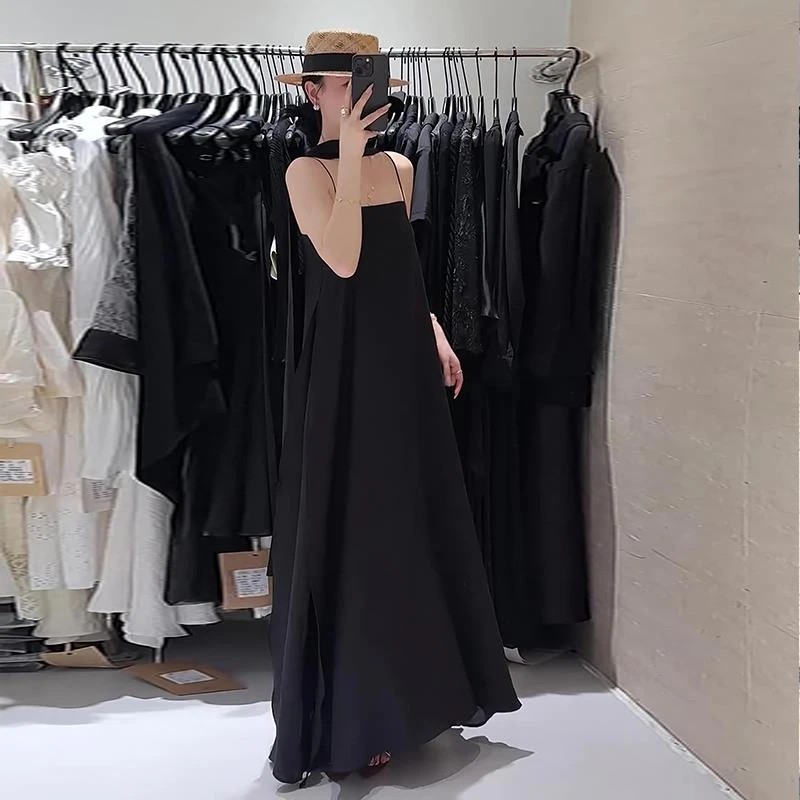 【下单发货模特原版】法式简约吊带连衣裙女2025夏季新款慵懒长裙