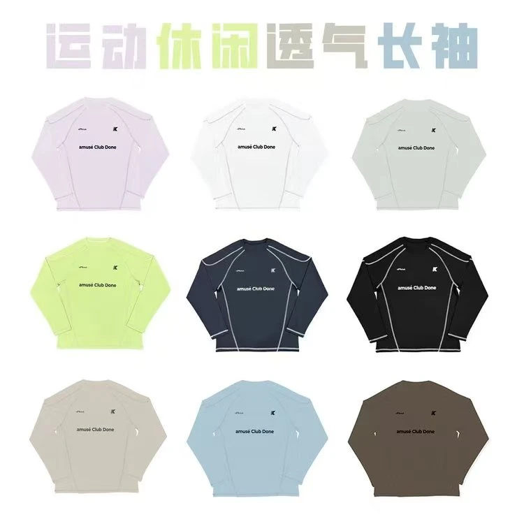 运动户外长袖时尚速干印花通用透气T恤长袖美式圆领