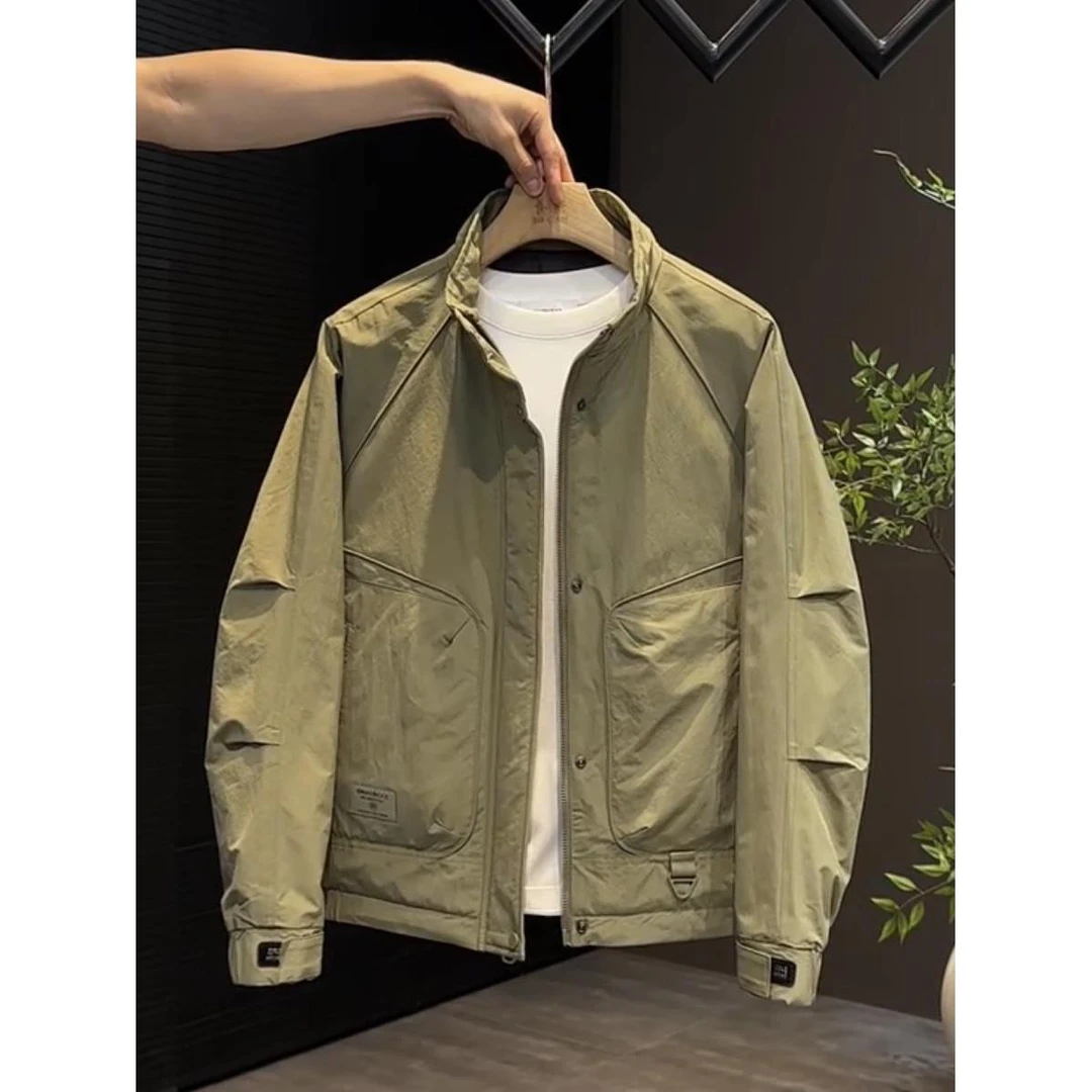 灏吉弧秋冬男士新款立领时尚双棉工作服黑色休闲棉衣薄款棉衣新潮