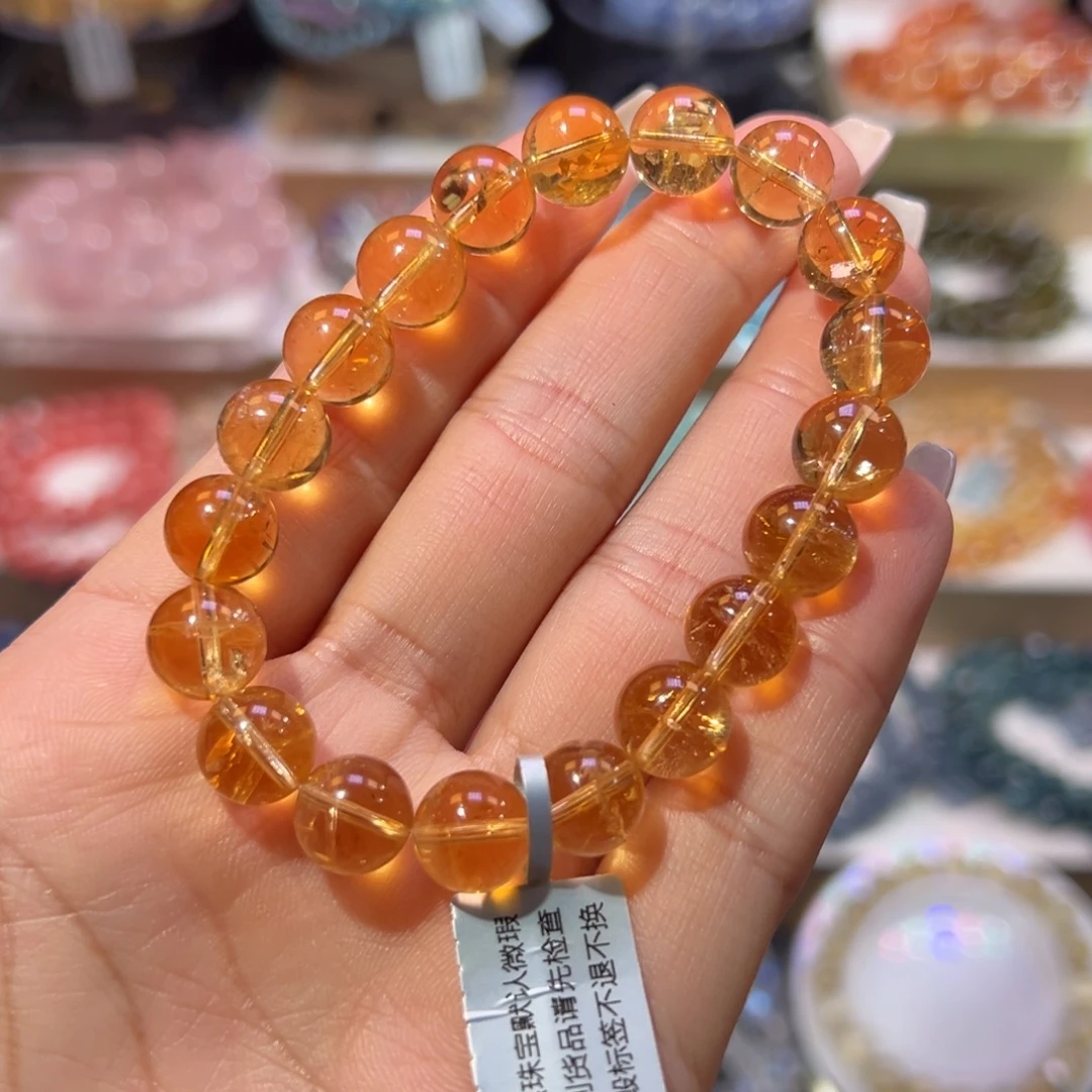 水晶手串未镶嵌顶货金红料黄阿塞10.2mm