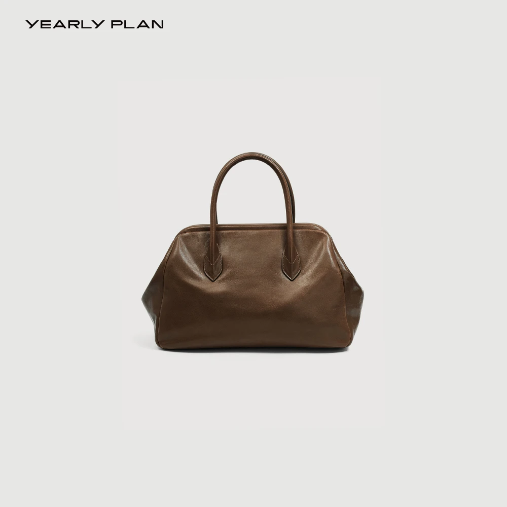 YEARLY PLAN 2025冬 时尚复古中号牛皮革手提包 3332