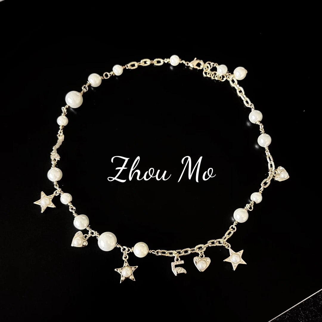 铜合金项链 【MOMO】 爱心星星项链   B-125
