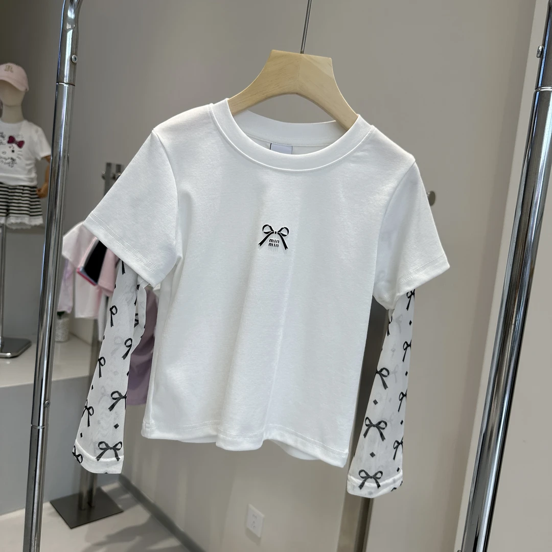 女童蕾丝短袖夏季儿童花边T恤女孩宽松休闲洋气冰袖T恤