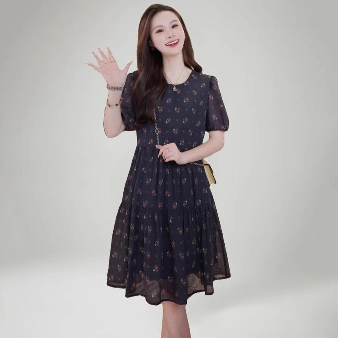2025夏季今年流行爆款收腰气质法式碎花连衣裙女复古百搭显瘦短裙